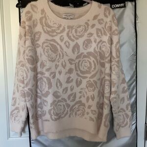Laura Ashley Women's Pink Floral Crew Neck Sweater